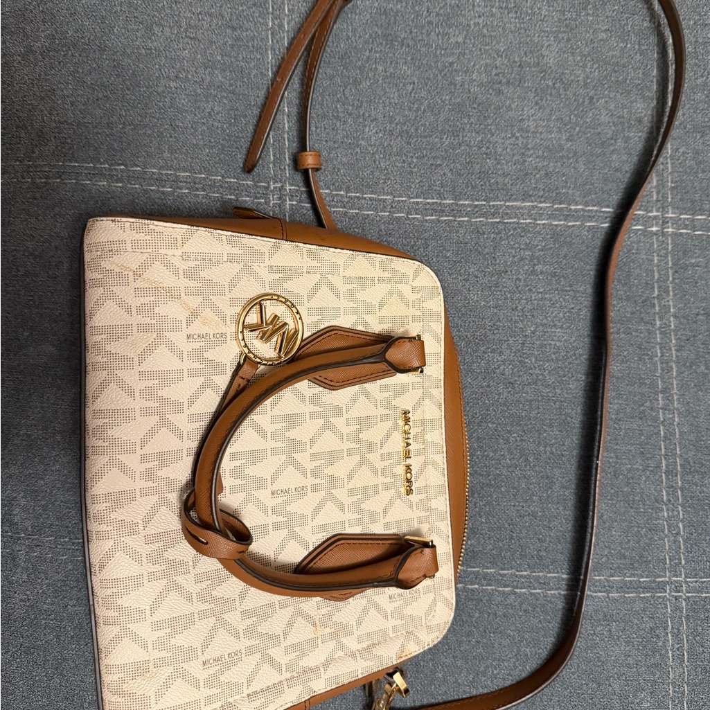 Michael Kors Beige And Tan Satchel
